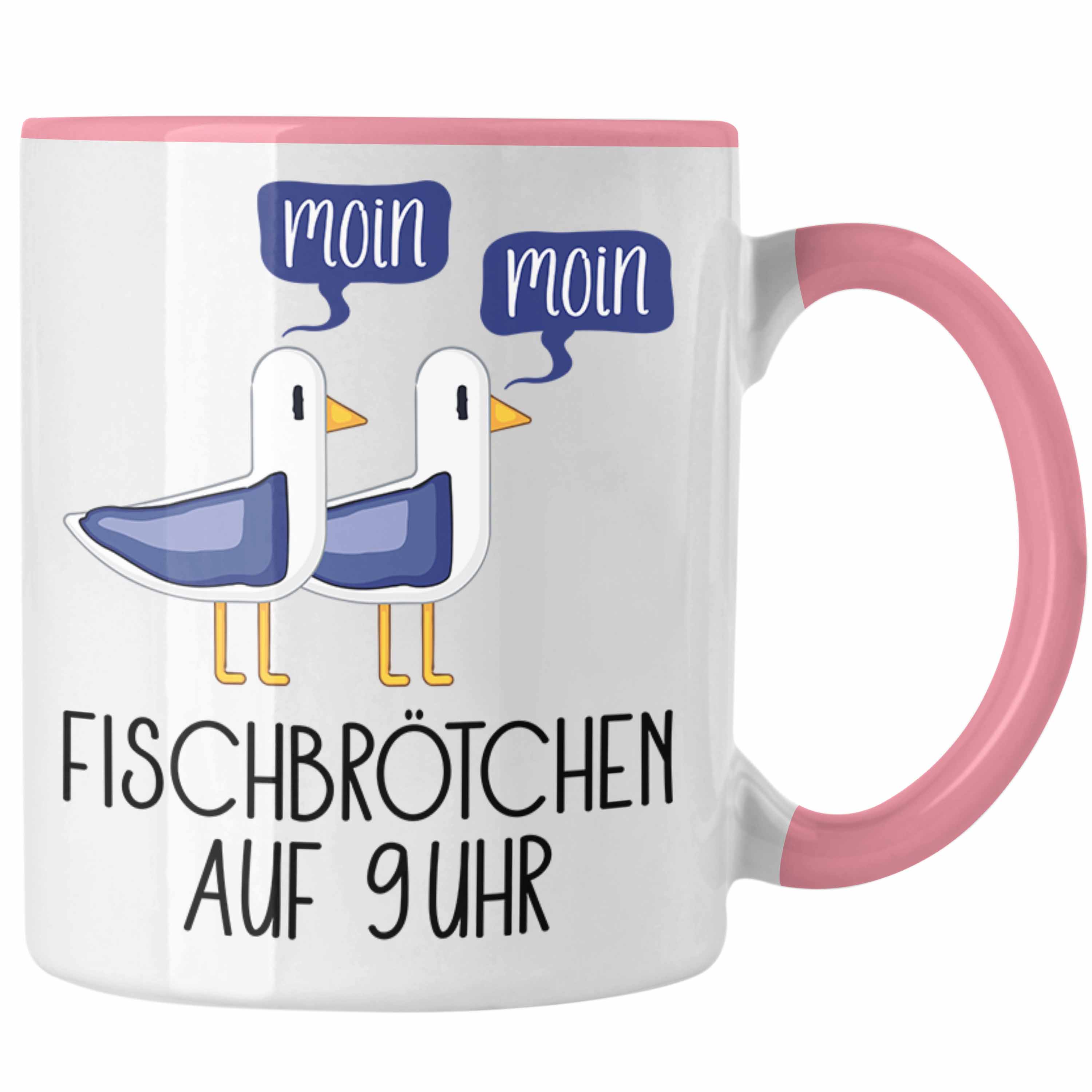 Trendation - Fischbrötchen auf 9 Uhr Tasse Moin Moin Geschenk Nordsee Norderney