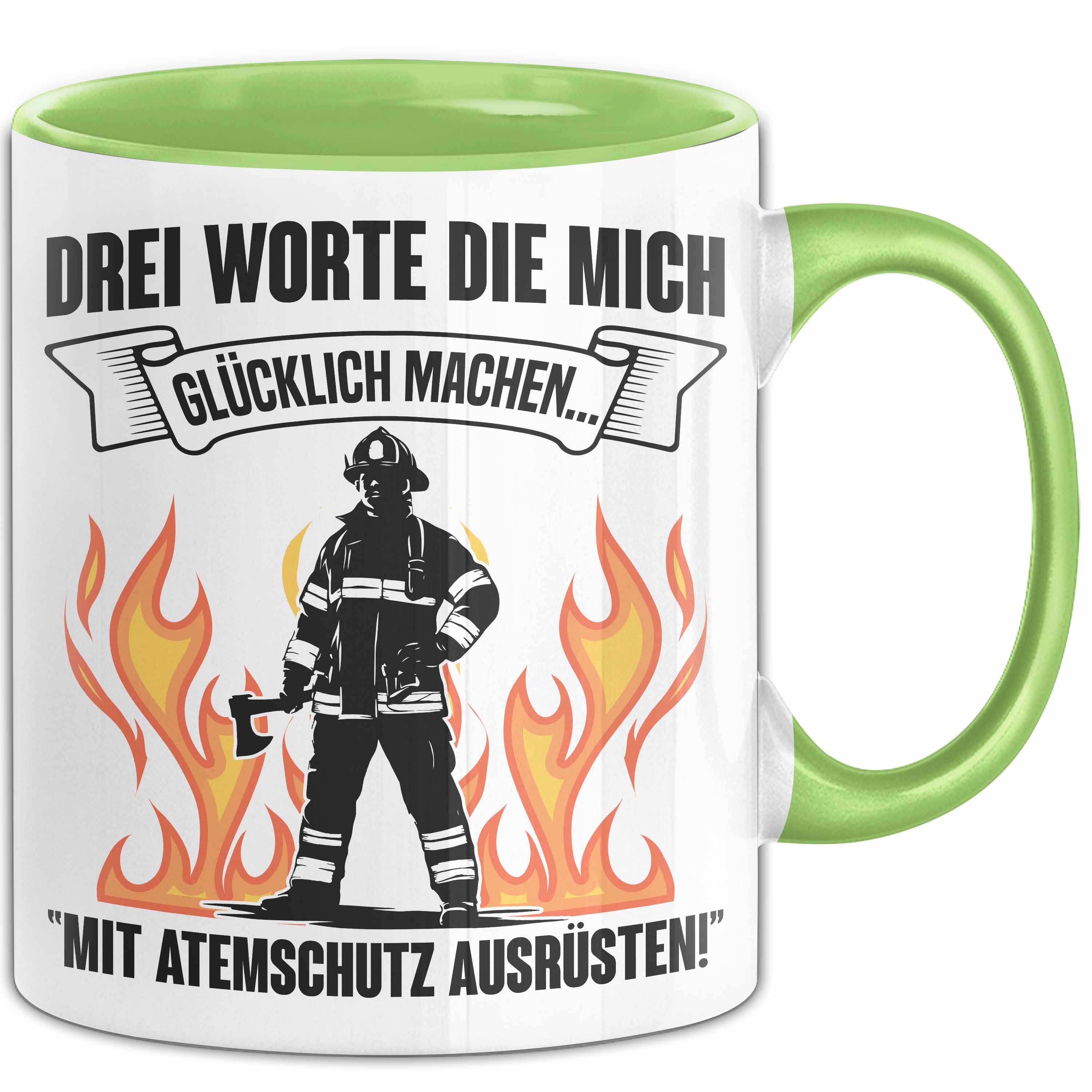 Feuerwehrmann Tasse Geschenk 3 Worte Die Mich Glücklich Machen Mit Atemschutz Au