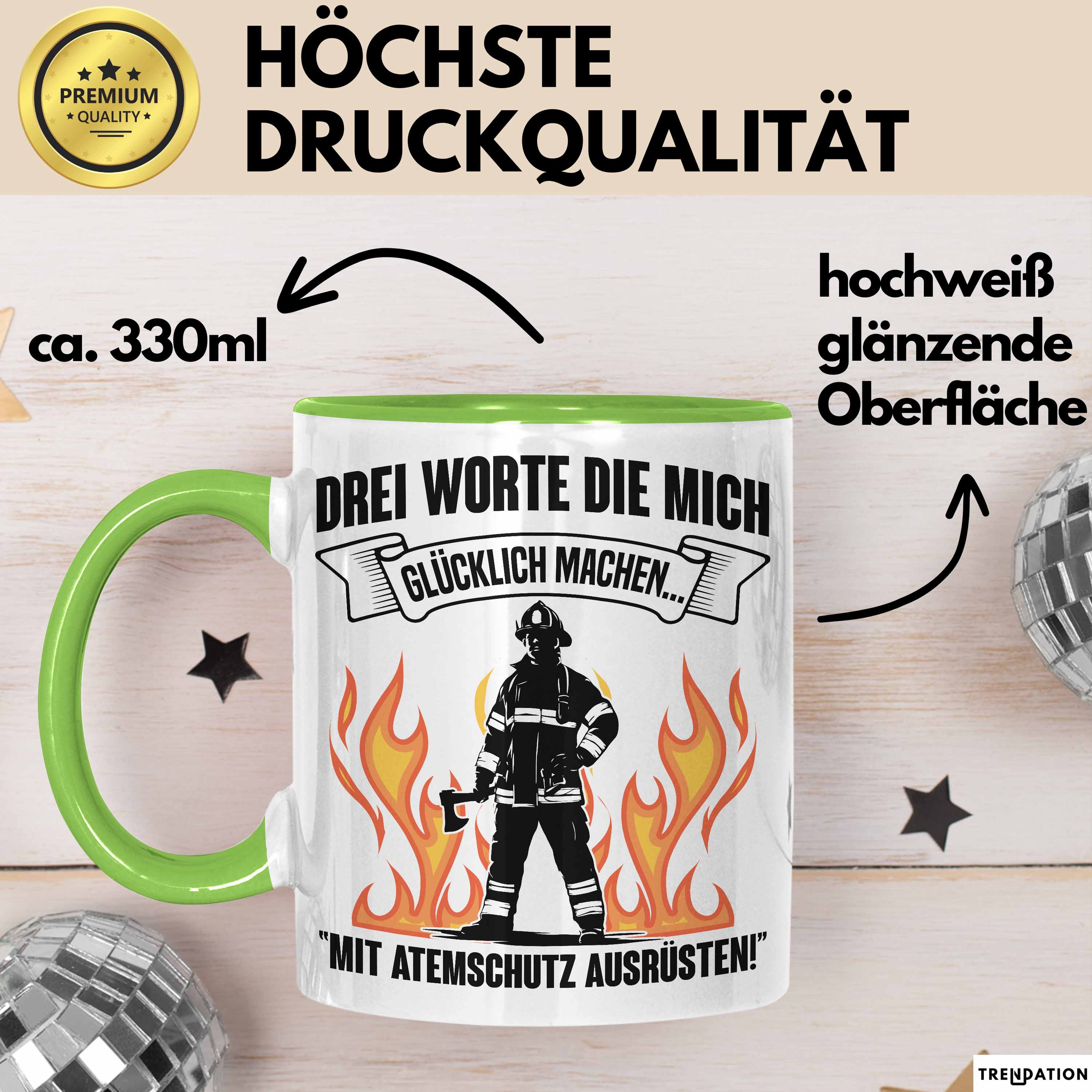 Feuerwehrmann Tasse Geschenk 3 Worte Die Mich Glücklich Machen Mit Atemschutz Au