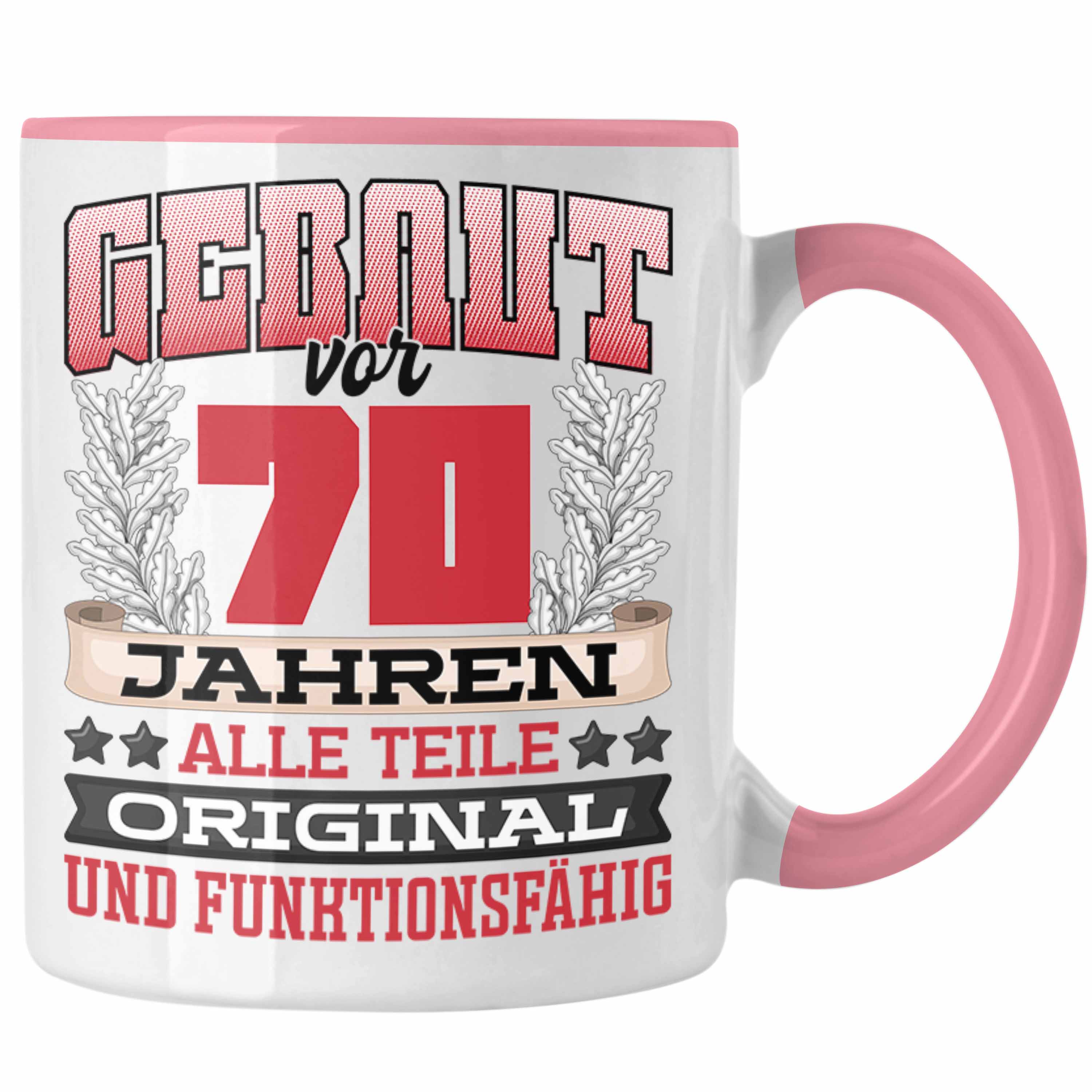 Trendation - 70er Geburtstag Tasse Geschenk Frauen Männer Spruch Gebaut Vor 70 J