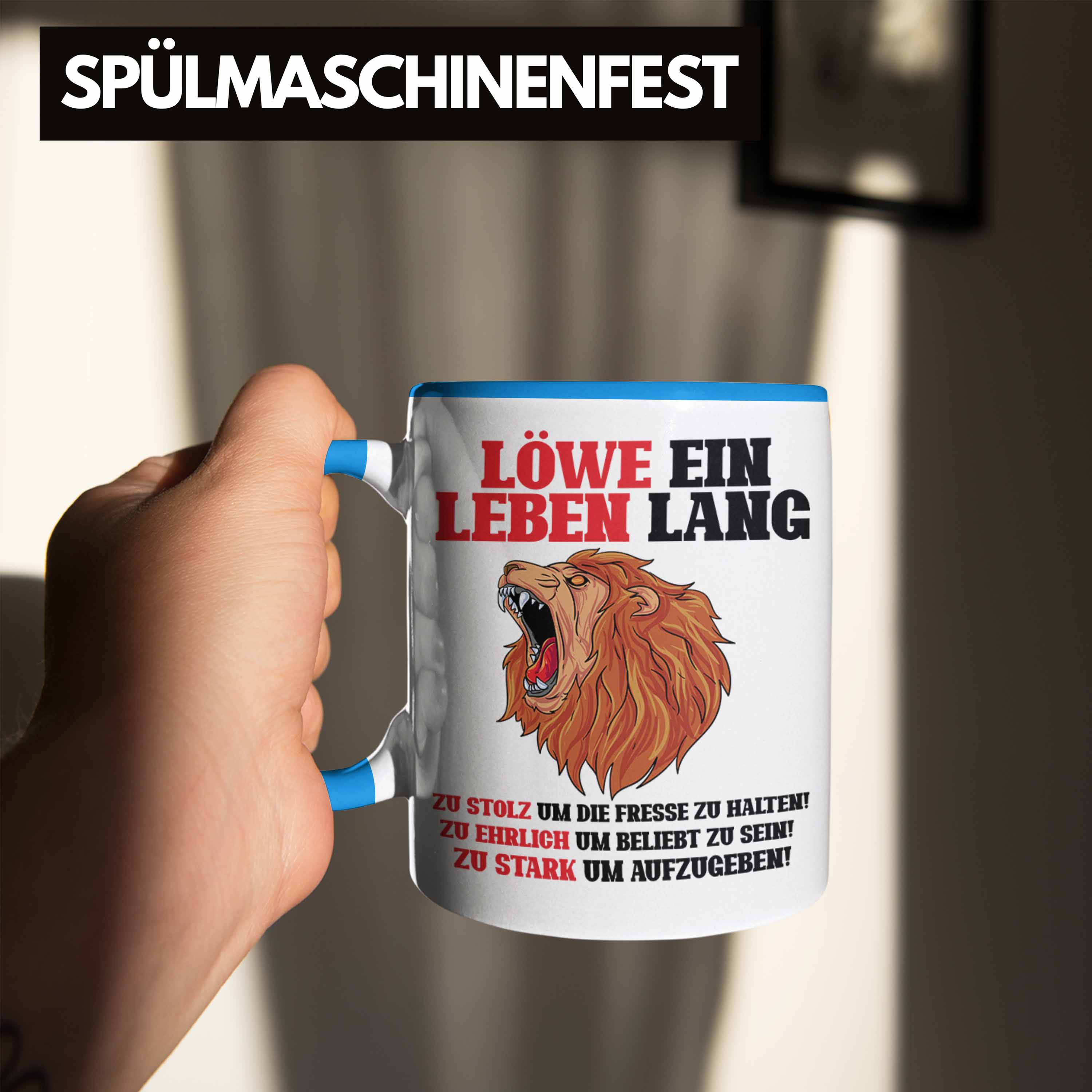 Trendation - Löwe Sternzeichen Tasse Geschenk Lustiger Spruch Löwe Spruch Gesche
