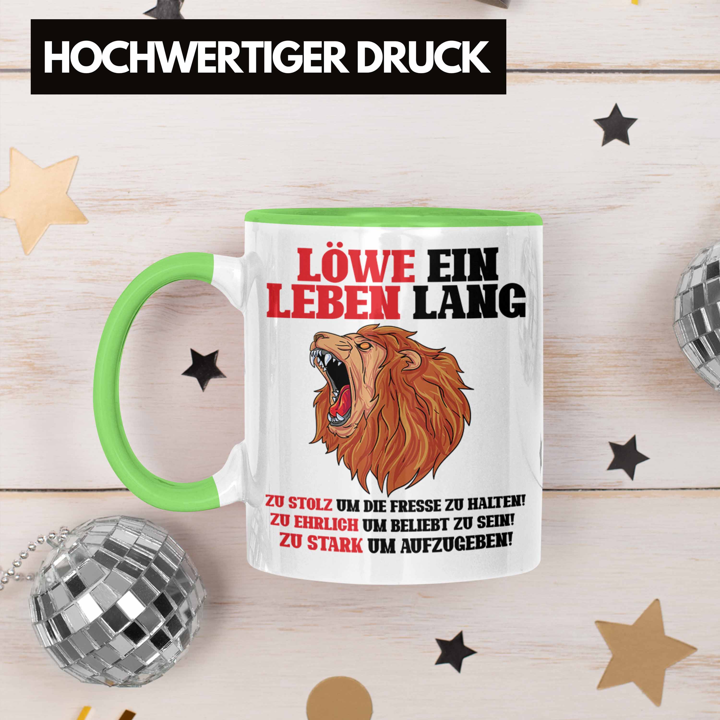 Trendation - Löwe Sternzeichen Tasse Geschenk Lustiger Spruch Löwe Spruch Gesche