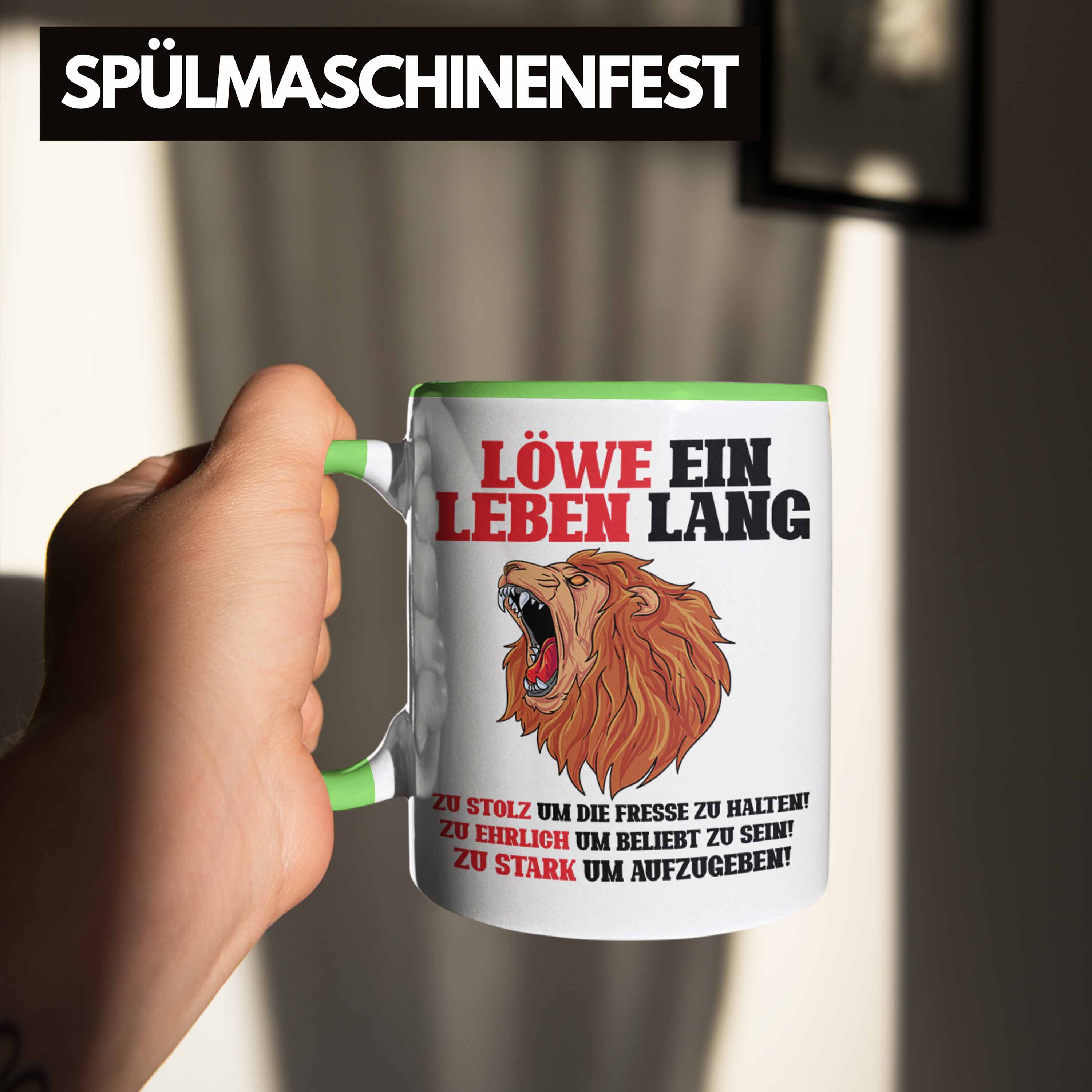 Trendation - Löwe Sternzeichen Tasse Geschenk Lustiger Spruch Löwe Spruch Gesche