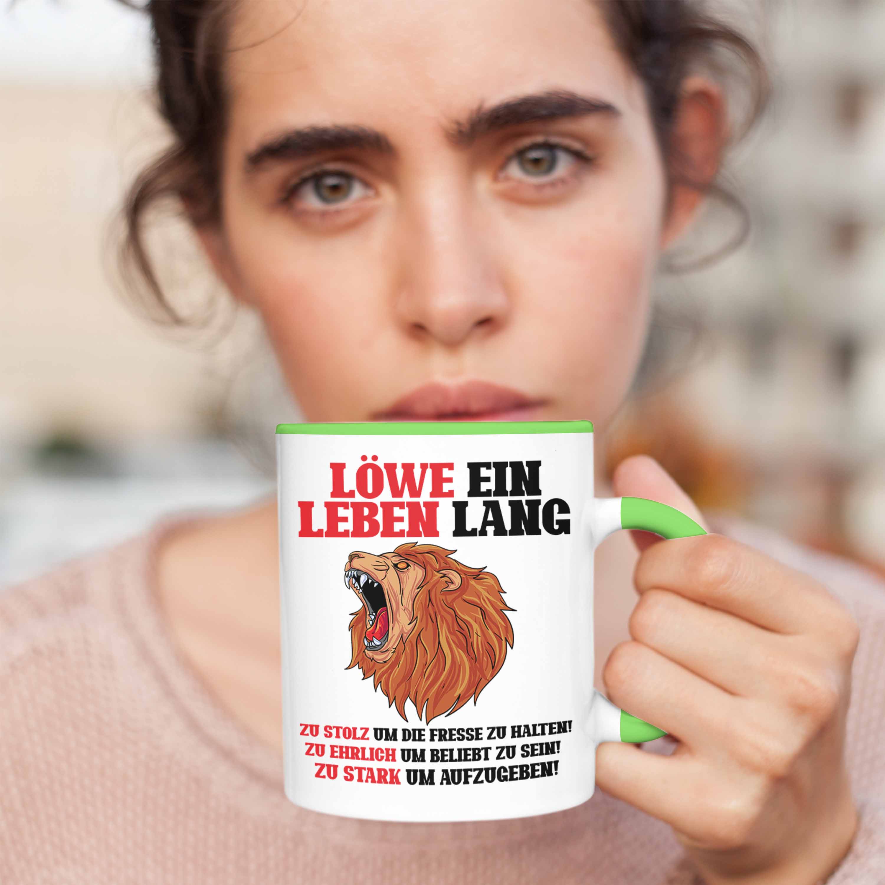 Trendation - Löwe Sternzeichen Tasse Geschenk Lustiger Spruch Löwe Spruch Gesche