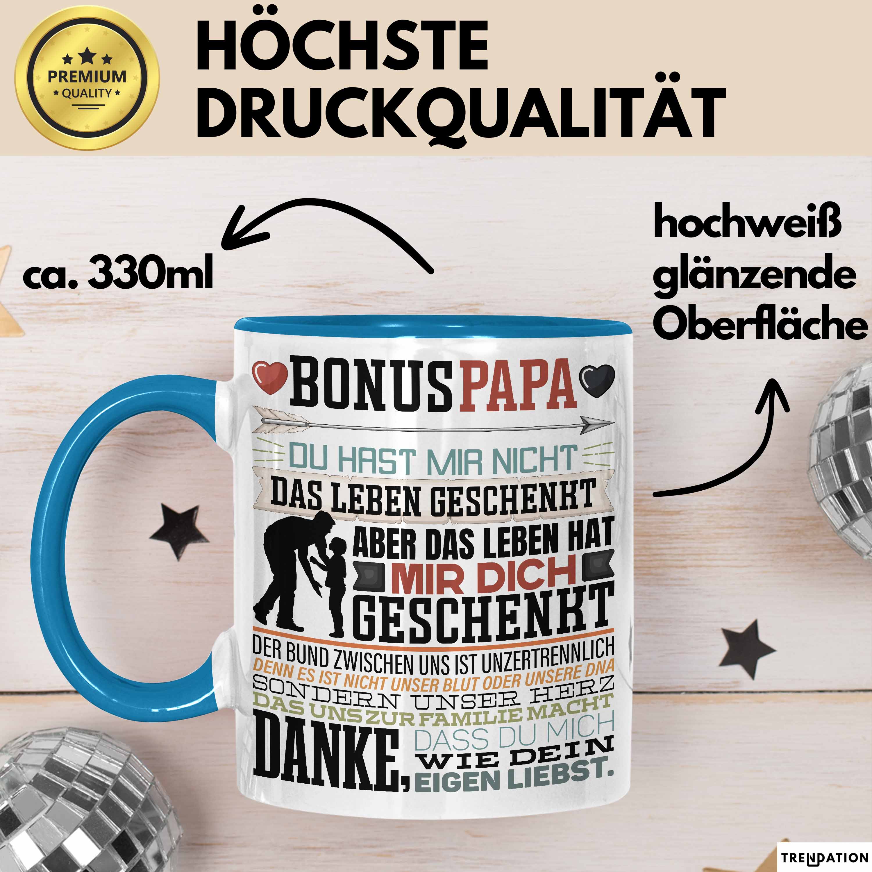 Trendation - Bonus Papa Tasse Stiefvater Geschenk Stiefvater Vatertag Lustiger S